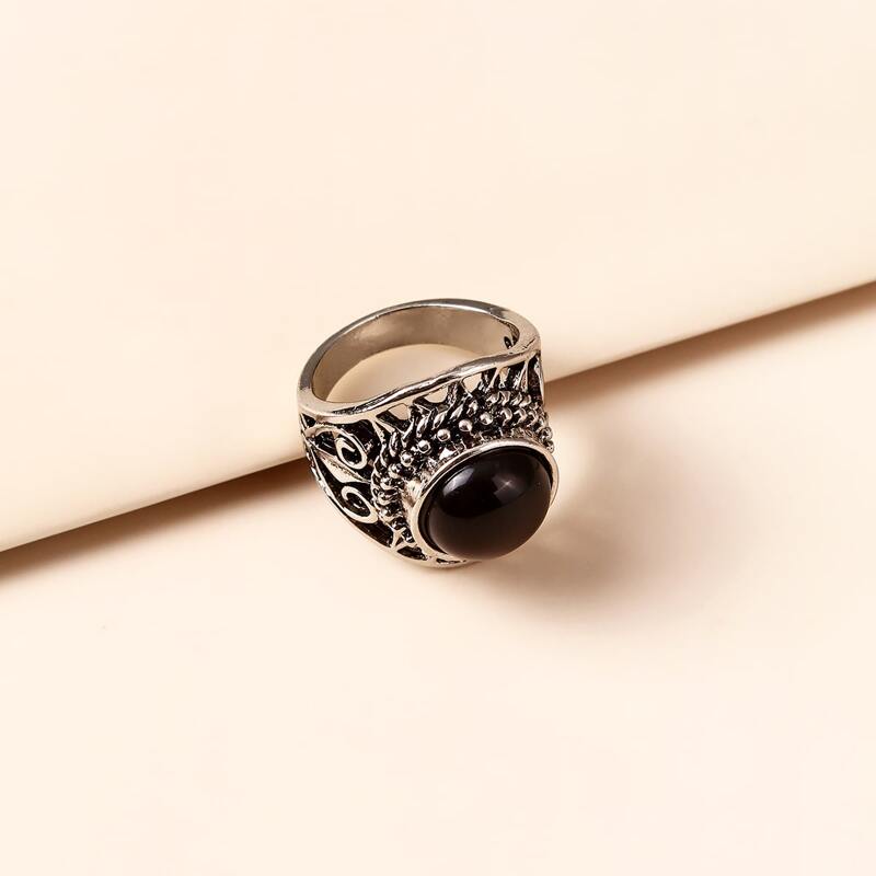 

Guys Hollow Out Ring, Black