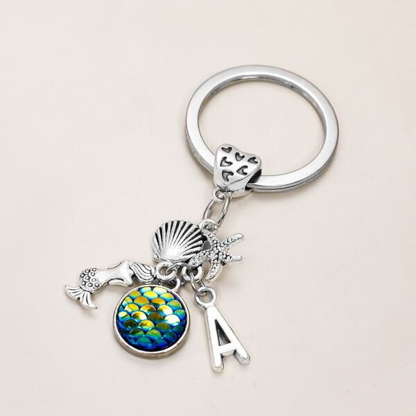 

Letter & Starfish Pendant Keychain, Multicolor