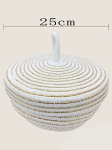 Woven Storage Basket With Lid - Beige - View 3