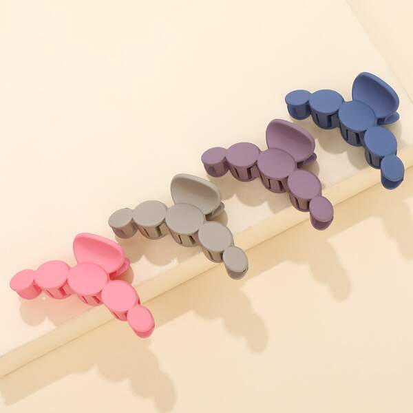 

4pcs Solid Hair Claw, Multicolor