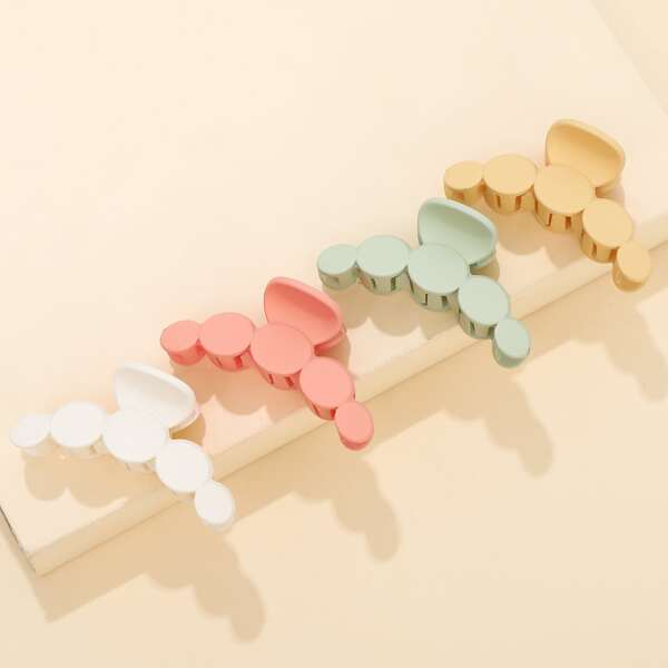 

4pcs Solid Hair Claw, Multicolor