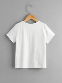 SHEIN 女孩卡通圖案T恤 - 白色 - 查看 2