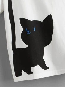 SHEIN 女孩卡通圖案T恤 - 白色 - 查看 4