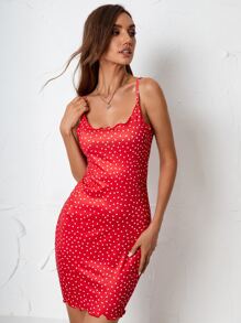 SHEIN Privé Confetti Heart Backless Bodycon Dress - Red - View 5