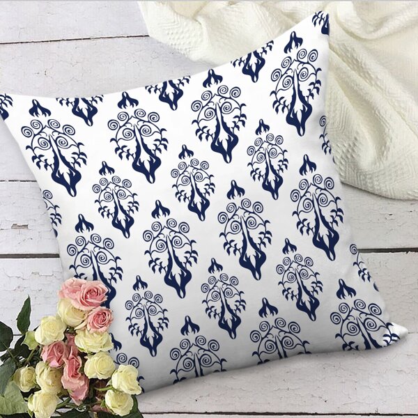 

Graphic Cushion Cover Without Filler, Blue and white