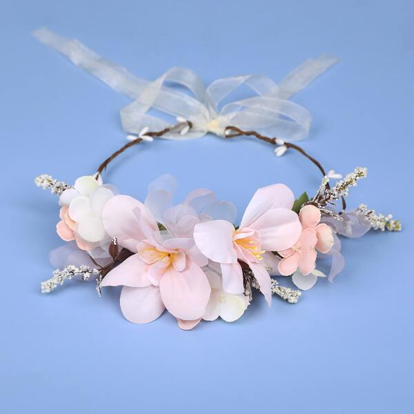 

Flower Wreath With Leaf, Baby pink