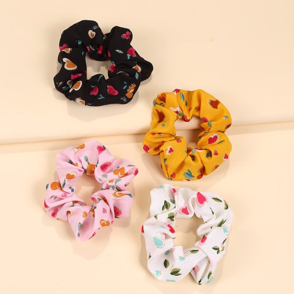 

4pcs Graphic Scrunchie, Multicolor