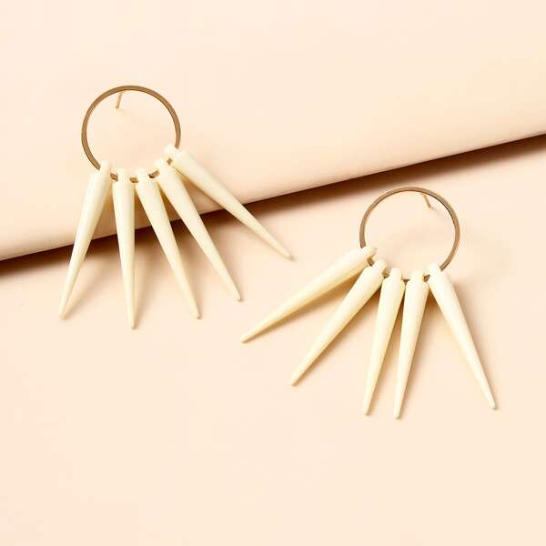 

Cone Design Drop Earrings, Beige