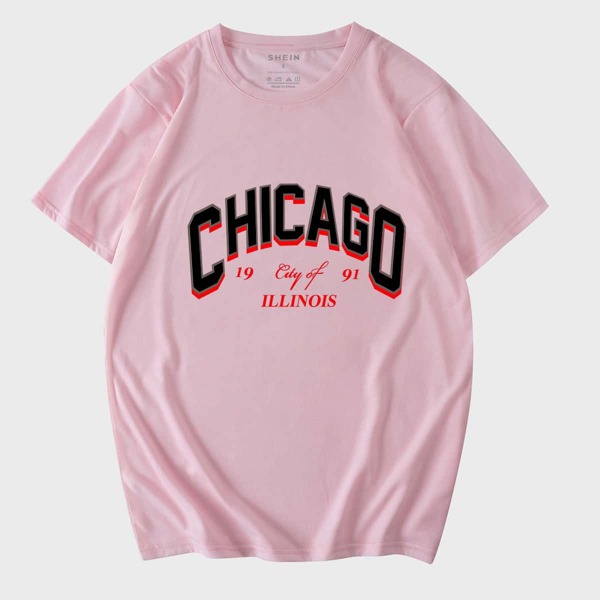 

Men Letter Graphic Tee, Baby pink
