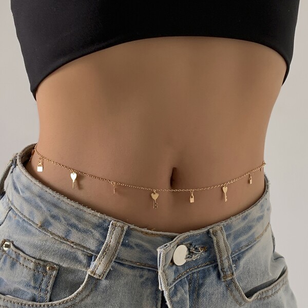 

Lock Charm Waist Chain, Gold