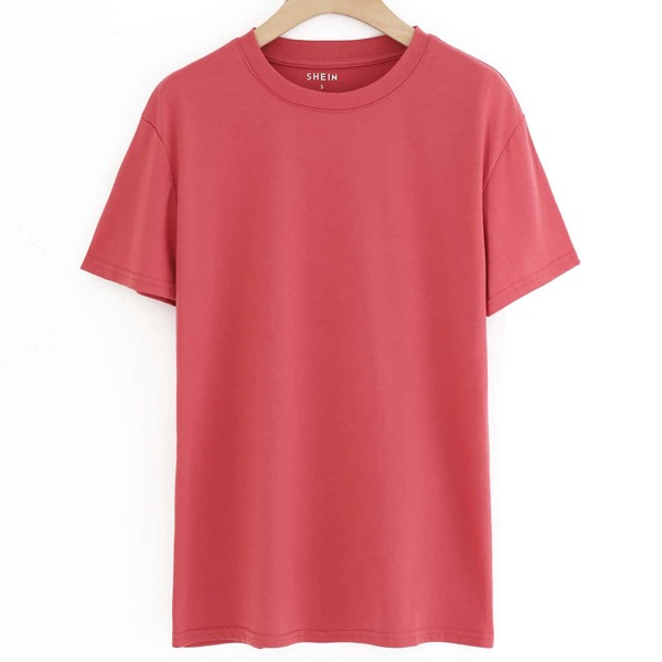 

Solid Round Neck Tee, Watermelon pink