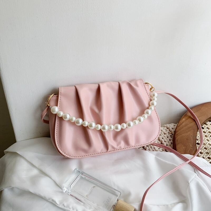 

Ruched Satchel Bag, Pink