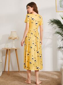 SHEIN Unity Allover Sheep Print Nightdress - Yellow - View 2