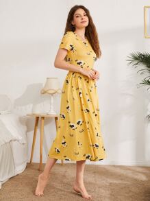 SHEIN Unity Allover Sheep Print Nightdress - Yellow - View 4