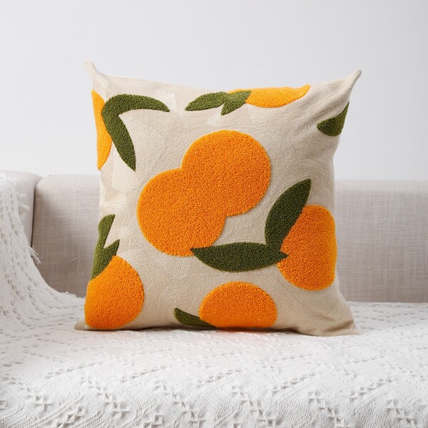 

Orange Embroidery Cushion Cover Without Filler, Multicolor