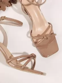 Giày sandal cao gót quai mảnh gợi cảm, giày mùa hè thời trang và thanh lịch dành cho nữ, gót nhọn. - Lạc đà - Xem 5