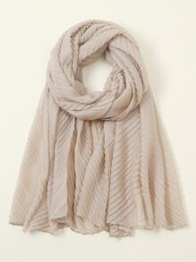 1 Khăn quàng cổ xếp li đơn sắc dành cho khăn xếp thời trang dành cho nữ - Màu be - Xem 1