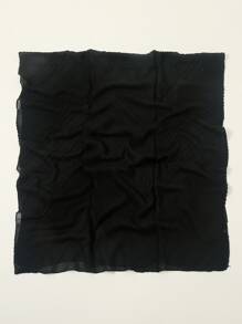 1pc Monochrome Crinkle Scarf & Headband For Women, Fashionable Headwrap - Black - View 2