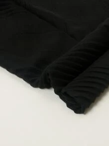 1pc Monochrome Crinkle Scarf & Headband For Women, Fashionable Headwrap - Black - View 3