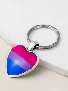 Bisexual Pride Heart Pendant Keychain - Multicolor - View 2