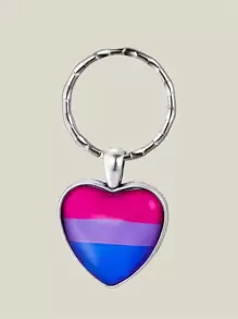 Bisexual Pride Heart Pendant Keychain - Multicolor - View 3
