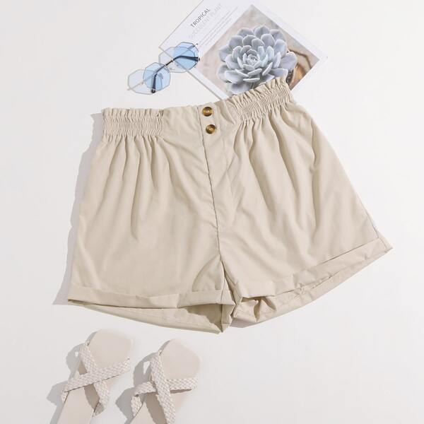 

Plus Paperbag Waist Shorts, Apricot