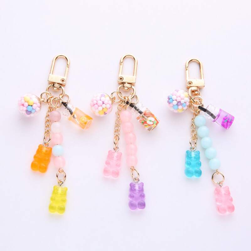 

1pc Random Bear & Drink Keychain, Multicolor