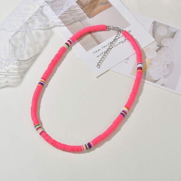 

Soft Clay Necklace, Pink