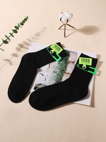 Letter Patched Crew Socks