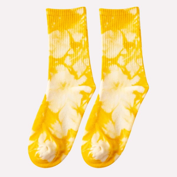 

Tie Dye Crew Socks, Yellow