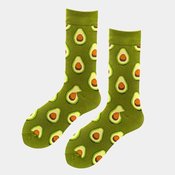 

Avocado Print Crew Socks, Multicolor