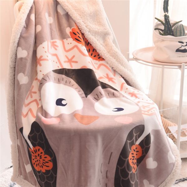 

Cartoon Owl Print Kids Blanket, Multicolor