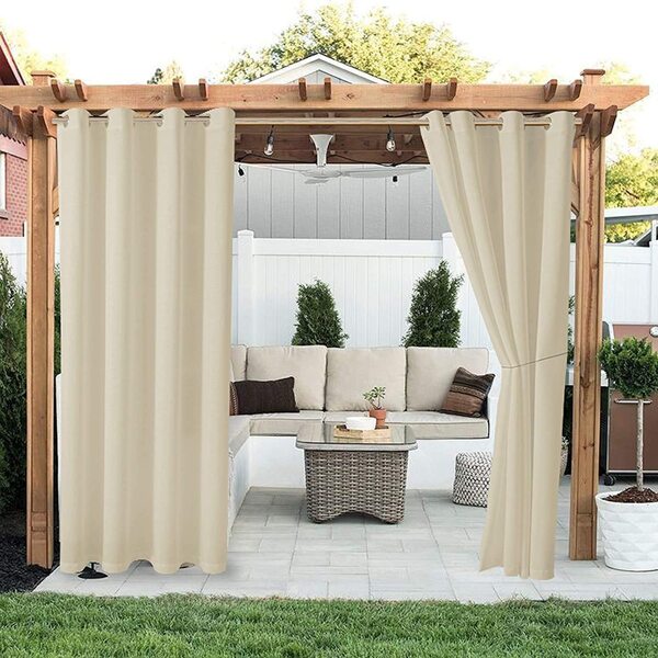 

2pcs Plain Waterproof Curtain, Beige