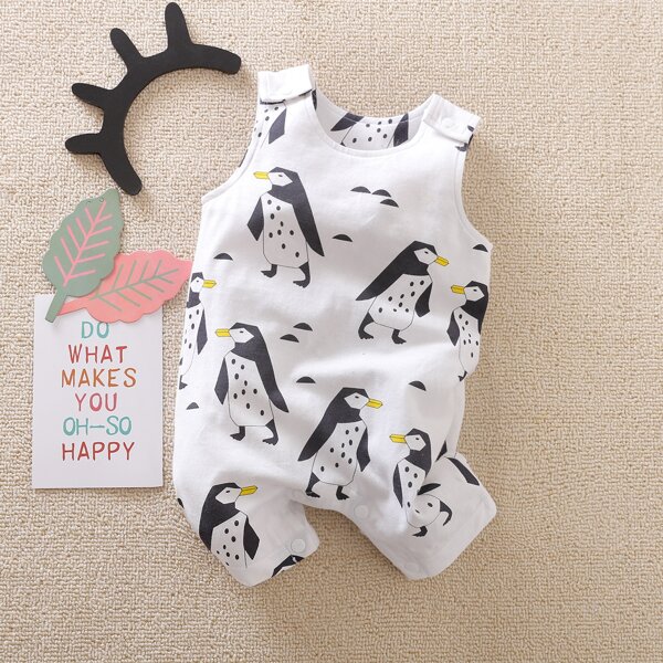 

Baby Unisex Cartoon Graphic Tank Romper, Multicolor