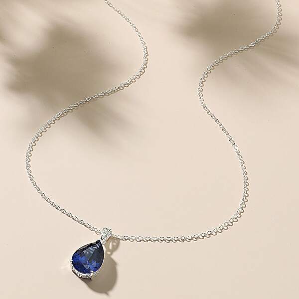 

Water Drop Charm Necklace, Blue