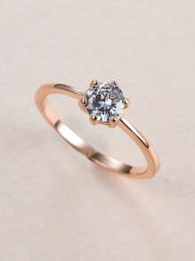 Cubic Zirconia Decor Ring - Rose Gold - View 1
