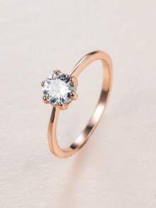 Cubic Zirconia Decor Ring - Rose Gold - View 2