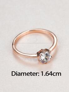 Cubic Zirconia Decor Ring - Rose Gold - View 3