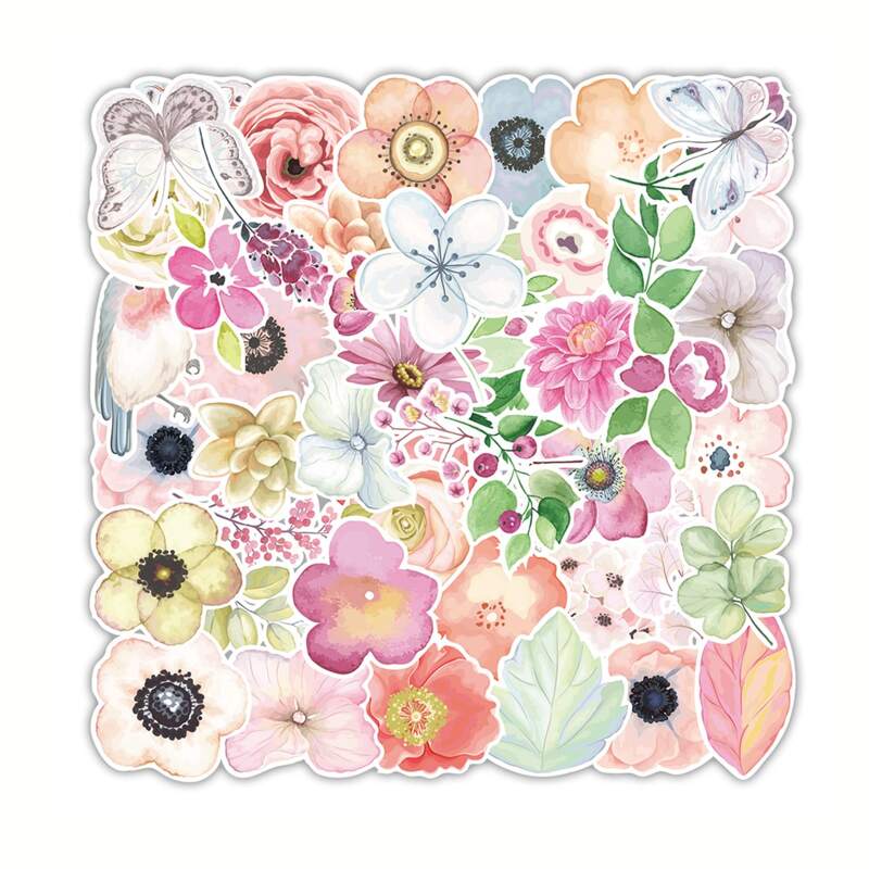 

50pcs Floral Pattern Sticker, Multicolor