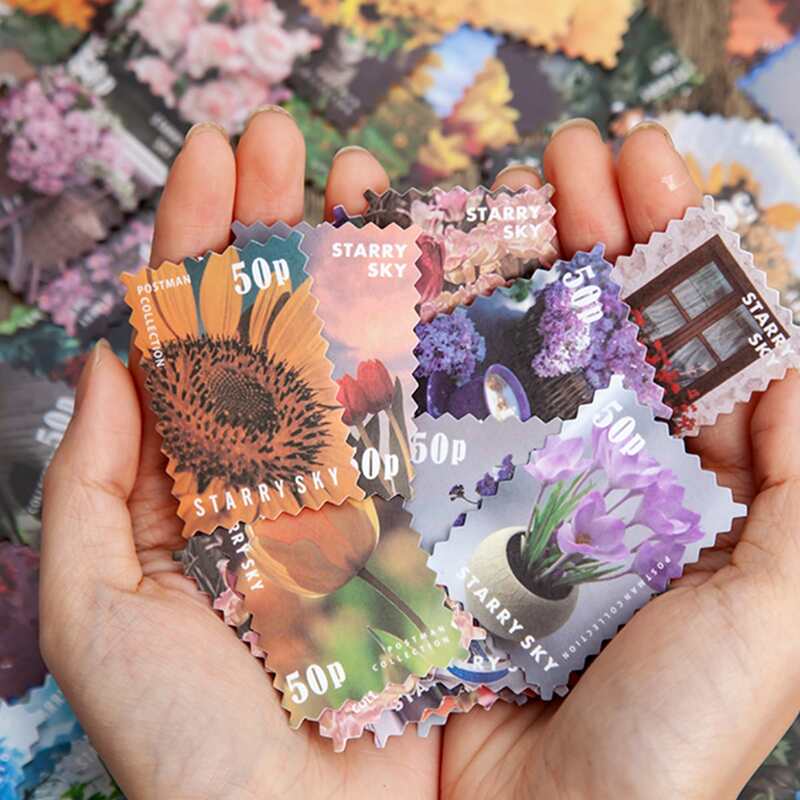 

50pcs Flower Print Random Sticker, Multicolor