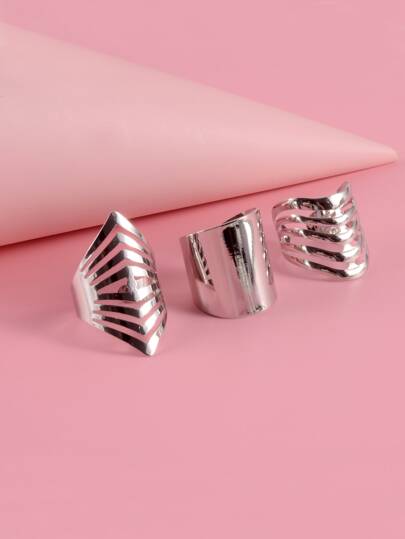 خاتم معدني بقص مفرغ 3 قطع