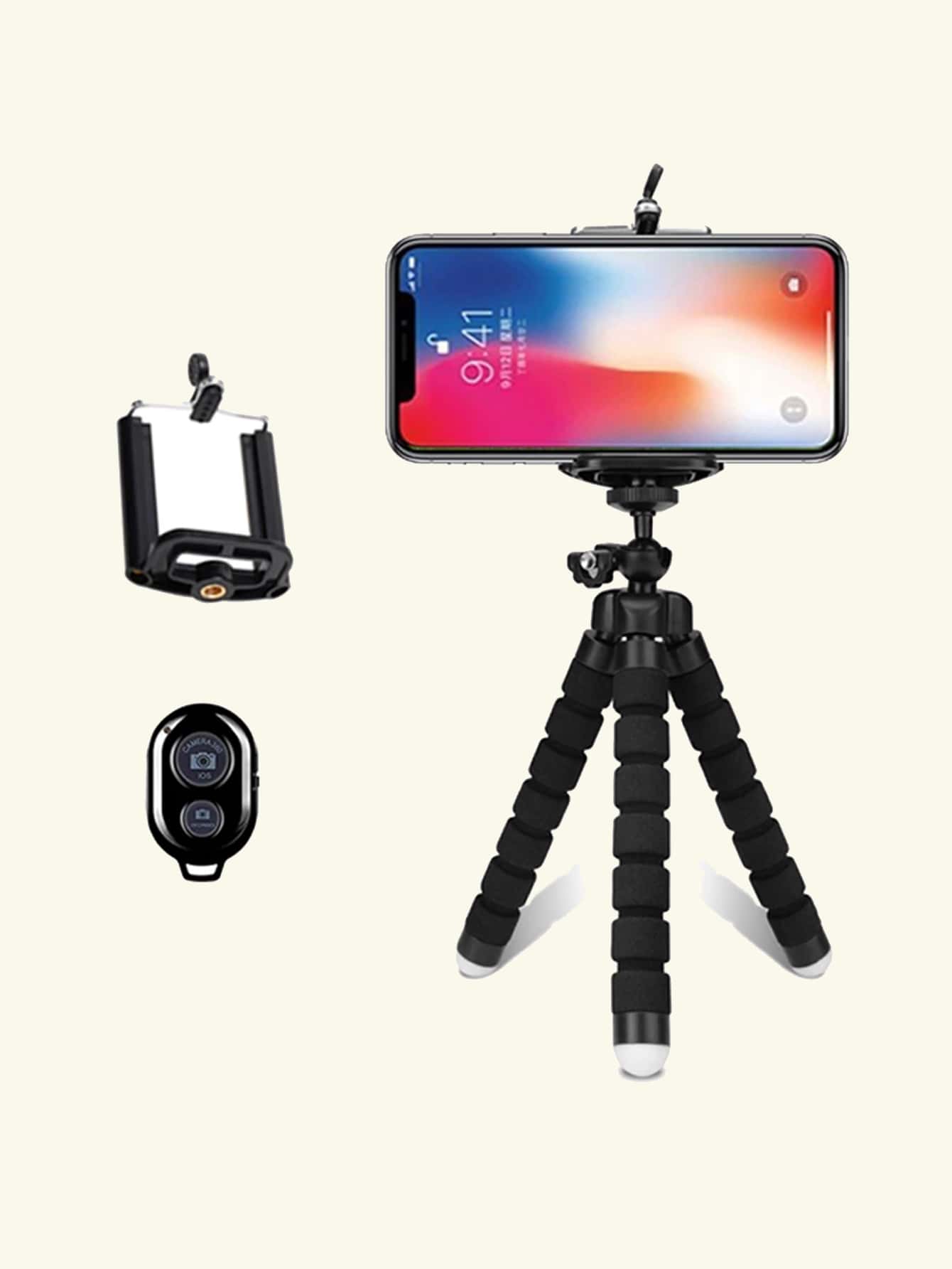 Mobile Phone Holder Flexible Octopus Tripod Bracket For Mobile Phone Camera Selfie Stand Monopod Support Photo Remote Control - Black - View 1