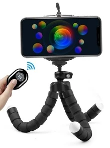 Mobile Phone Holder Flexible Octopus Tripod Bracket For Mobile Phone Camera Selfie Stand Monopod Support Photo Remote Control - Black - View 2