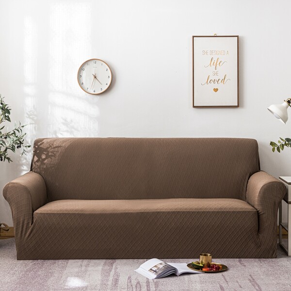 

Jacquard Pattern Stretchy Sofa Cover, Coffee brown