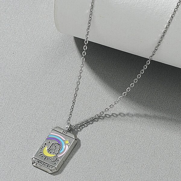 

Geometric Pendant Necklace, Silver