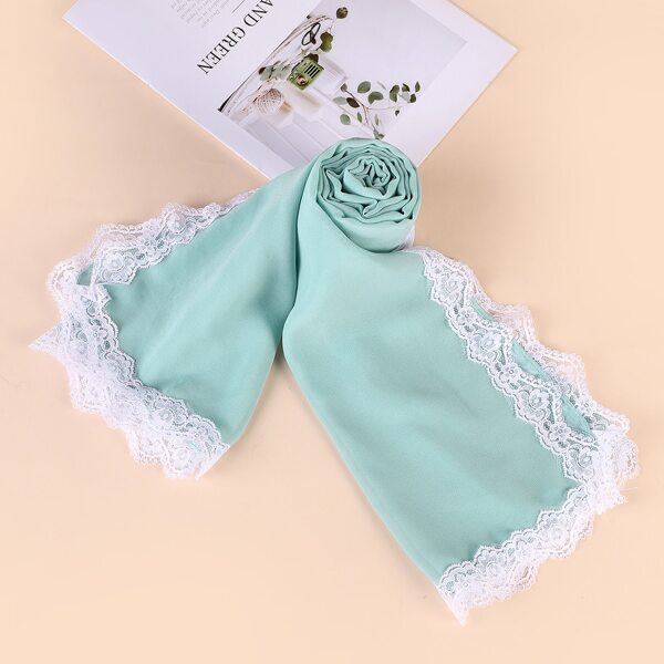 

Lace Trim Scarf, Green