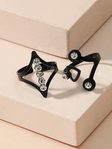 2pcs Rhinestone Decor Toe Ring - Black - View 3