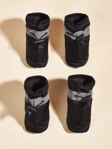 4 piezas Zapatos para mascota simple - Negro - Ver 2