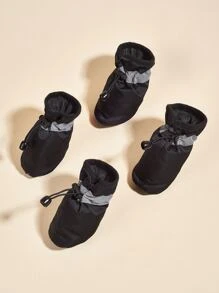 4 piezas Zapatos para mascota simple - Negro - Ver 3