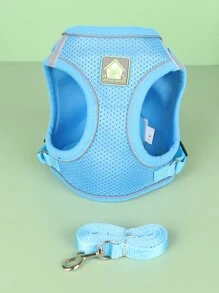 1入組反光寵物背帶和1入組牽引繩 - 藍色 - 查看 3